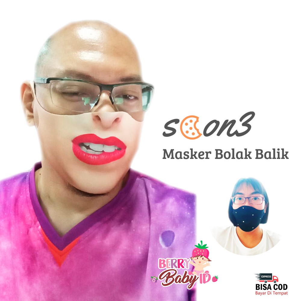 Scon3 Masker Bolak Balik Scuba Print Karakter Dewasa Berry Mart