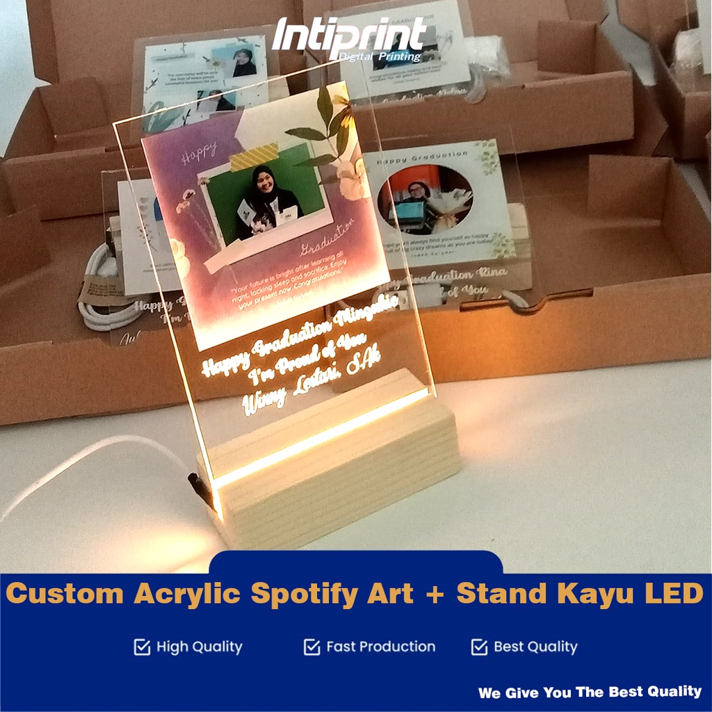 Jual Custom Acrylic Spotify Art + Stand Kayu LED Premium / Akrilik ...