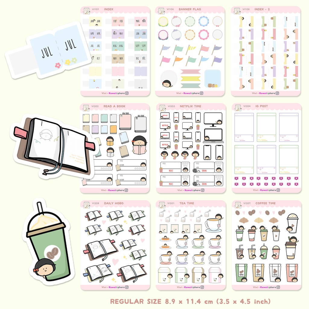

Kawaii Sticker Collections by a.melontea Vivi x Kawaiisphere | Functional | Writable Planner Stiker