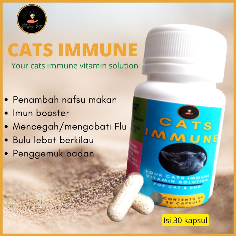 cats immune vitamin kucing gemuk dan bulu rontok lebat nafsu makan daya tahan tubuh 30 kapsul