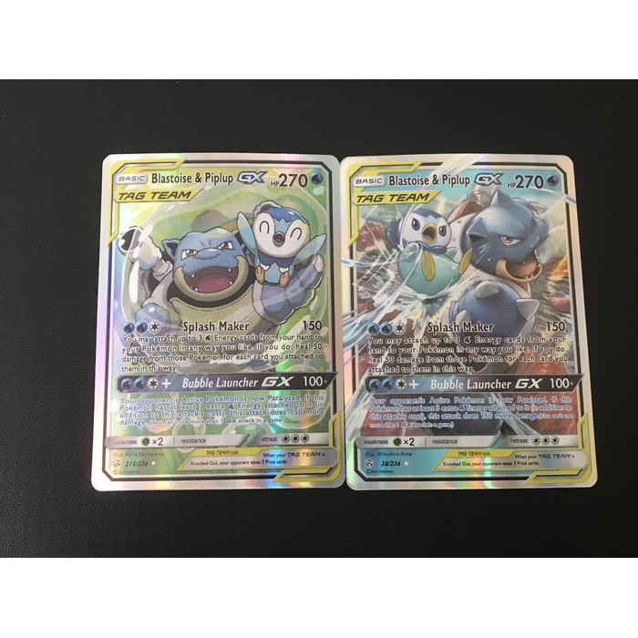 Kartu Pokemon TCG Tag Team GX Blastoise and Piplup Set 2pcs