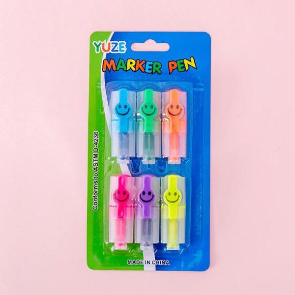 6 PCS Mini Hightlighter Alat Tulis Warna Warni Spidol Set Spidol Sekolah Anak Perempuan Kado