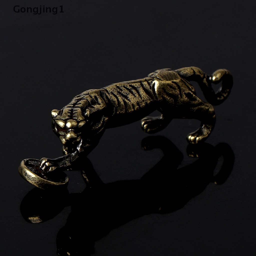 Gongjing1 Ornamen Patung Macan Zodiak Cina Bahan Kuningan Untuk Dekorasi Meja Kantor