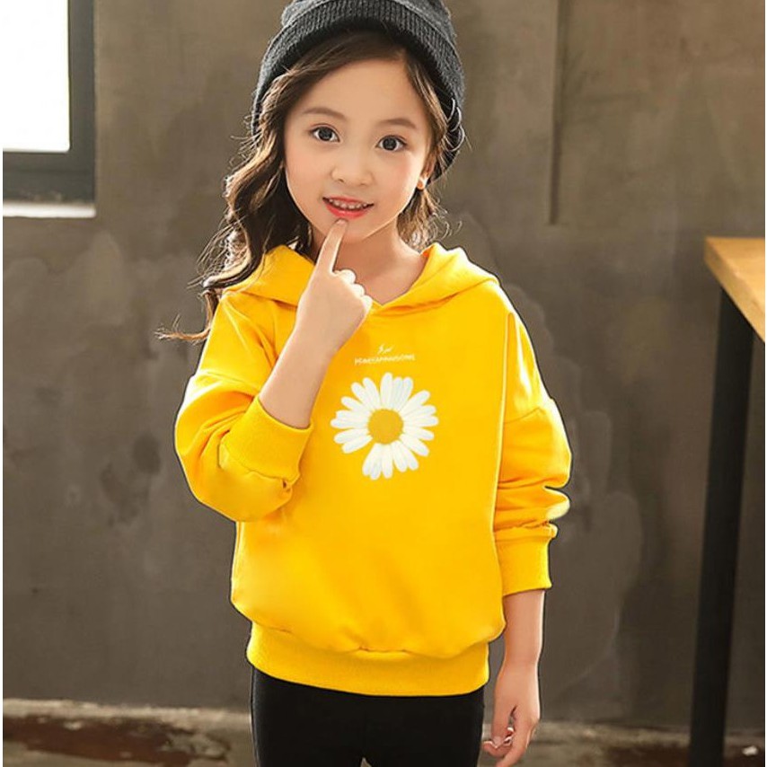 Sweater Anak Daisy Flower Hoodie Anak Fleece Pakaian Anak Perempuan