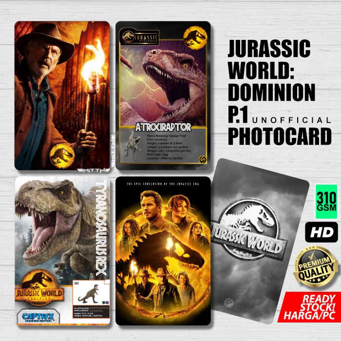 Photocard Jurassic World Dinosaurus Dominion Kartu Koleksi Photo Card Dino Dinosaurs