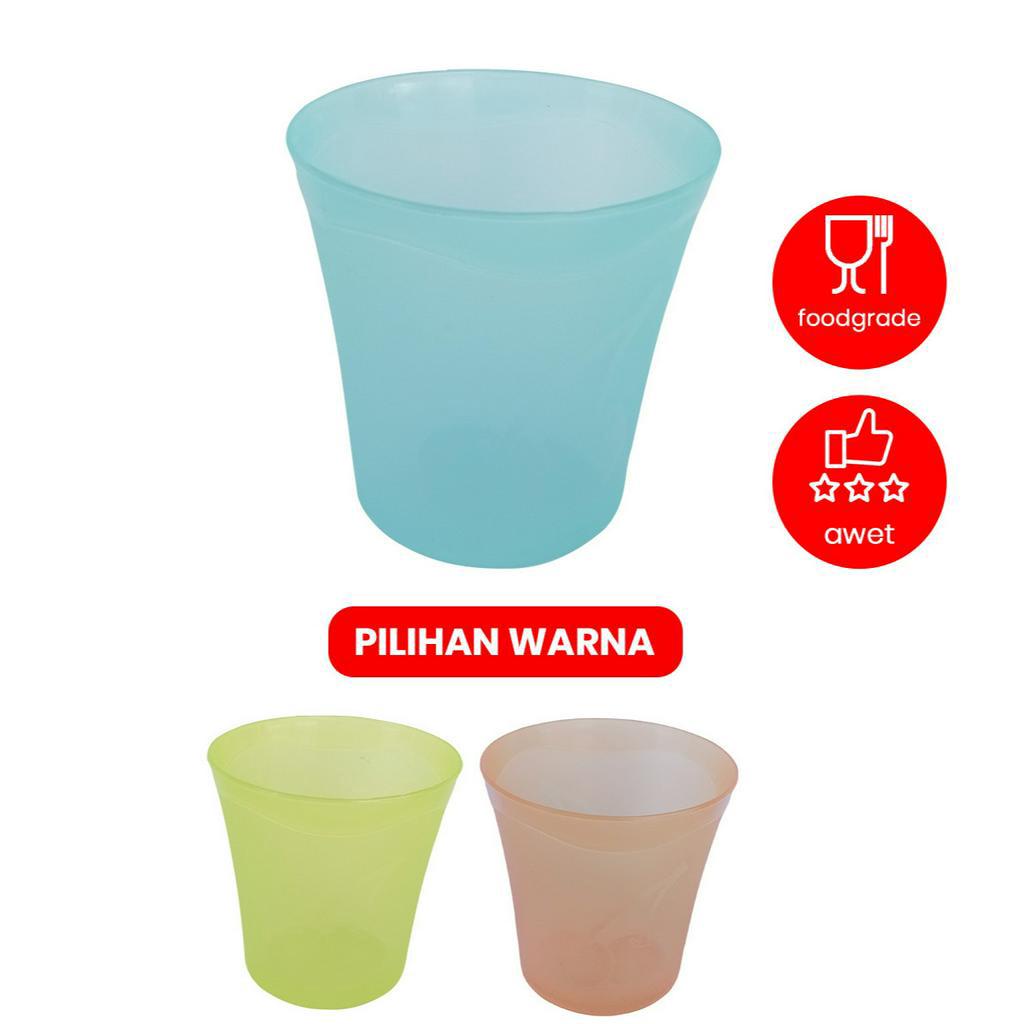 Mulya Jaya Gelas Minum Plastik Anak 300mL Anti Tumpah Lemony