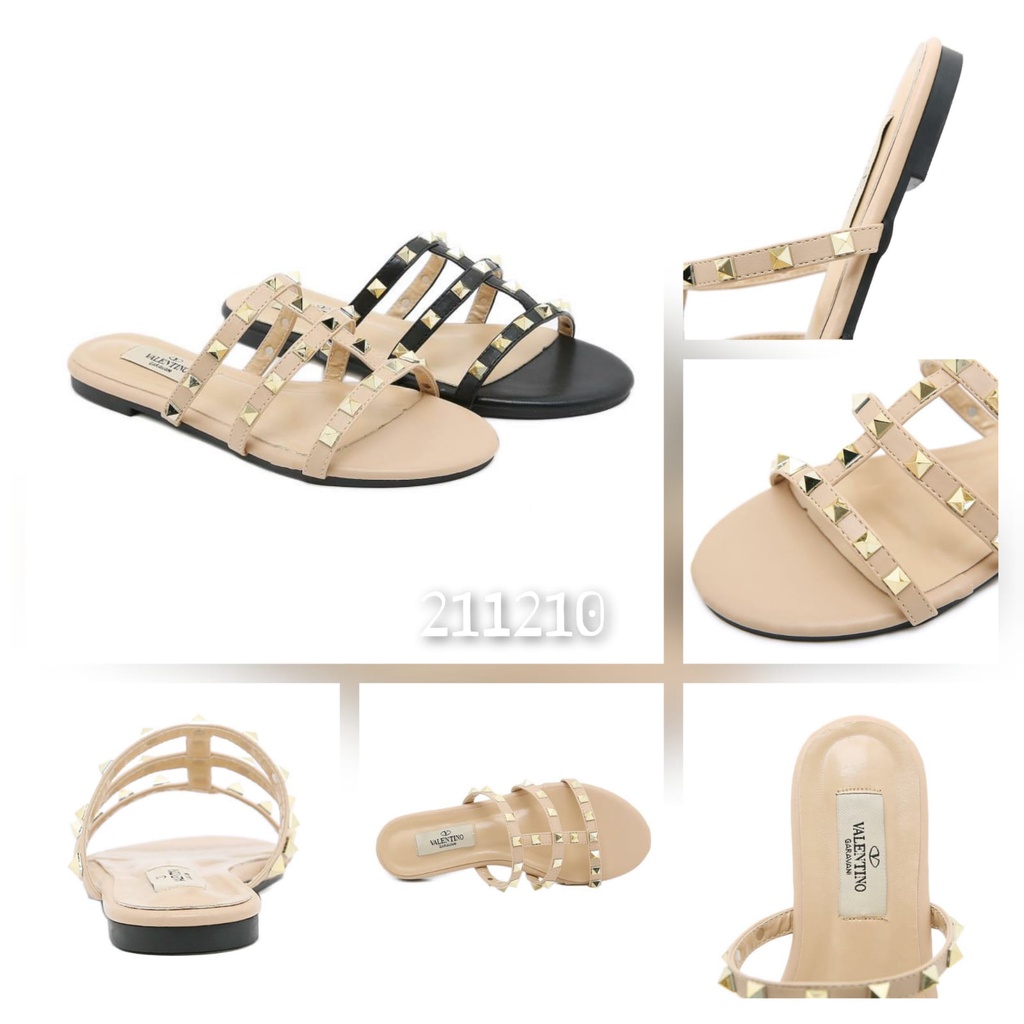 SANDAL WANITA VALENT FLAT SLOP KULIT SET    Kode : 211210 Bawaan SET