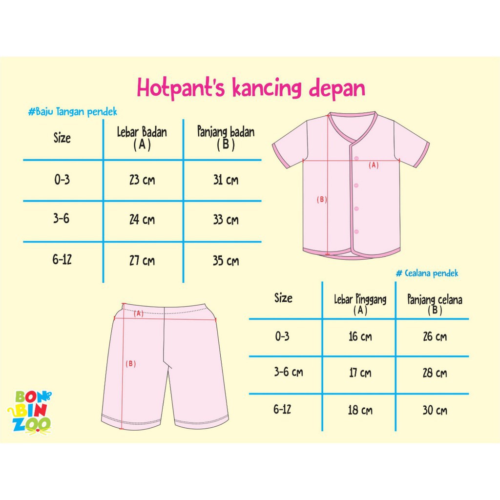 Bonbinzoo Setelan Baju Pendek Bayi Celana Pendek 100% Kokogan Fabric Granit 0-6 Bulan