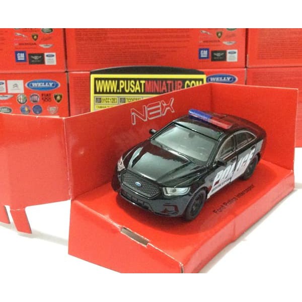 FORD POLICE INTERCEPTOR (HITAM) - SKALA 1:36 - WELLY (DIECAST)