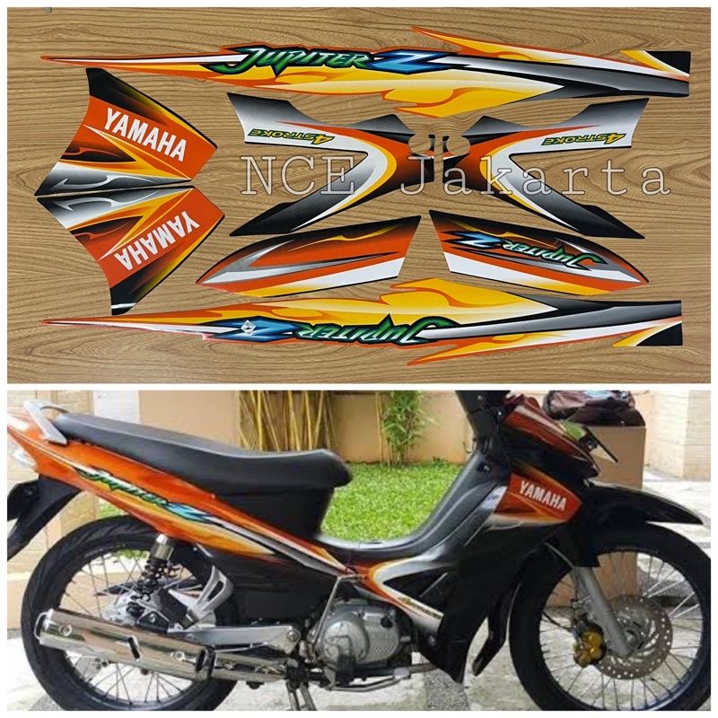 STIKER STRIPING MOTOR JUPITER Z 2005 OREN HITAM ORANGE