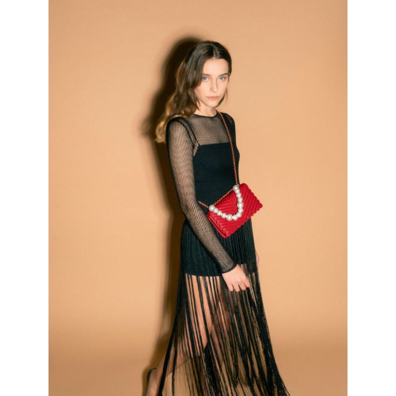 CK Pearl-Embellished Crossbody Bag