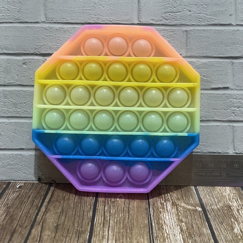 Figdet Push bubble pop it Toy mainan anak tiktok free kelereng / gundu-Segi 8 glitter
