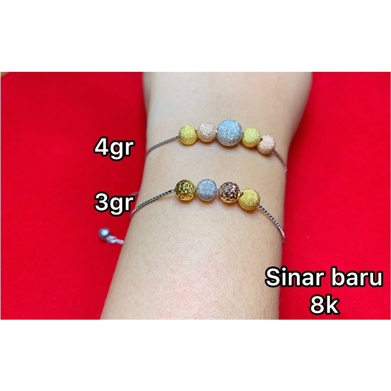 Perhiasan Emas 8k | Gelang Mas Putih Serut Bola Kombinasi
