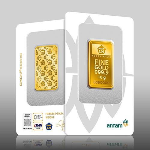 Emas Antam 24 K 10 Gram LM 10 g Logam Mulia 10 gr Antam Press Reinvented Bersertifikat Asli