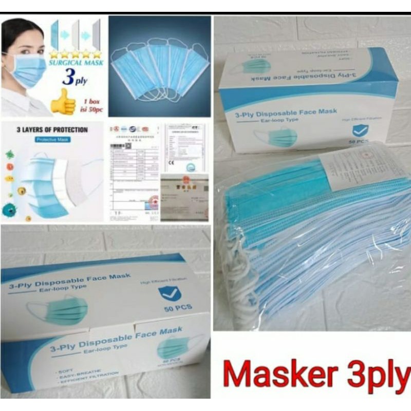 masker earloop disposable 3-layer mask