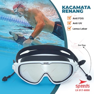 SPEEDS Kacamata Renang Anak Dewasa Swimming Googles Anti Fog Anti UV Earplug Big Frame 017-6000