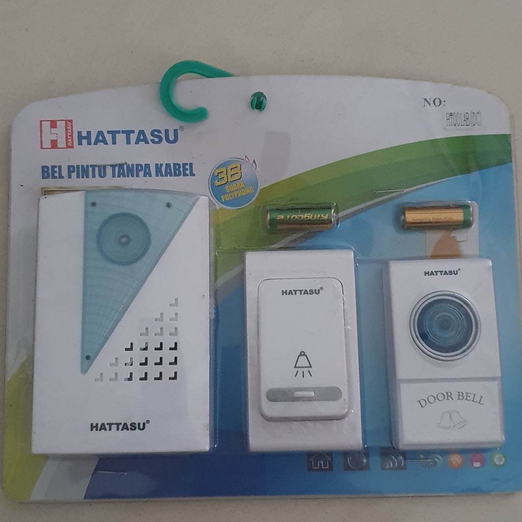 Bel Pintu Wireless Hattasu 1 Bel 2 Knop Baterai
