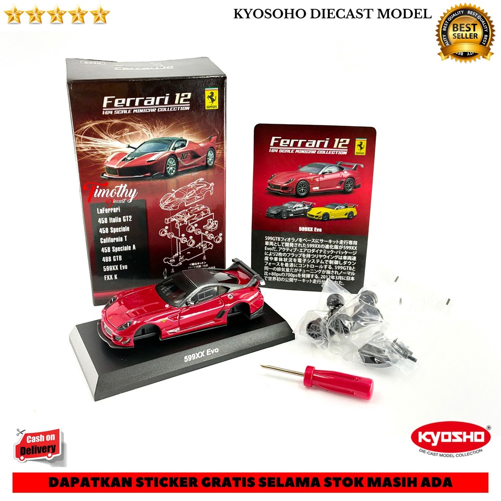 Kyosho Diecast Model Collection 599xx Evo Merah Timothy Diecast