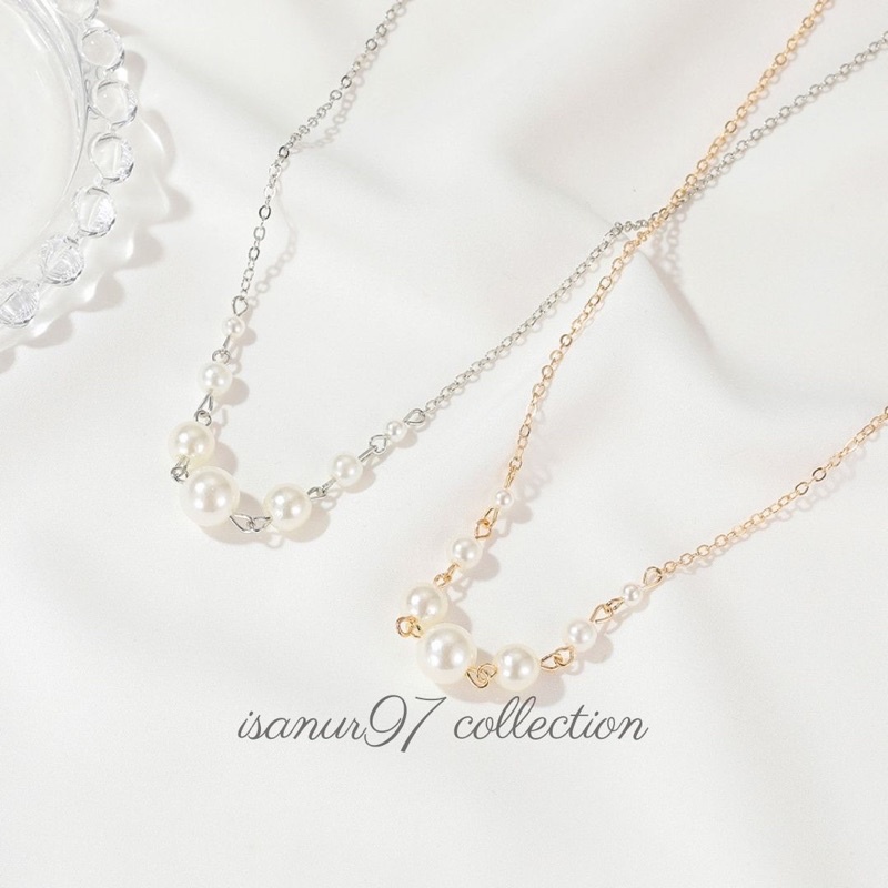 ISANUR97 | Necklace Pearl Kalung Mutiara Fashion Korea Dalam Rantai Klavikula Choker Mutiara Rantai