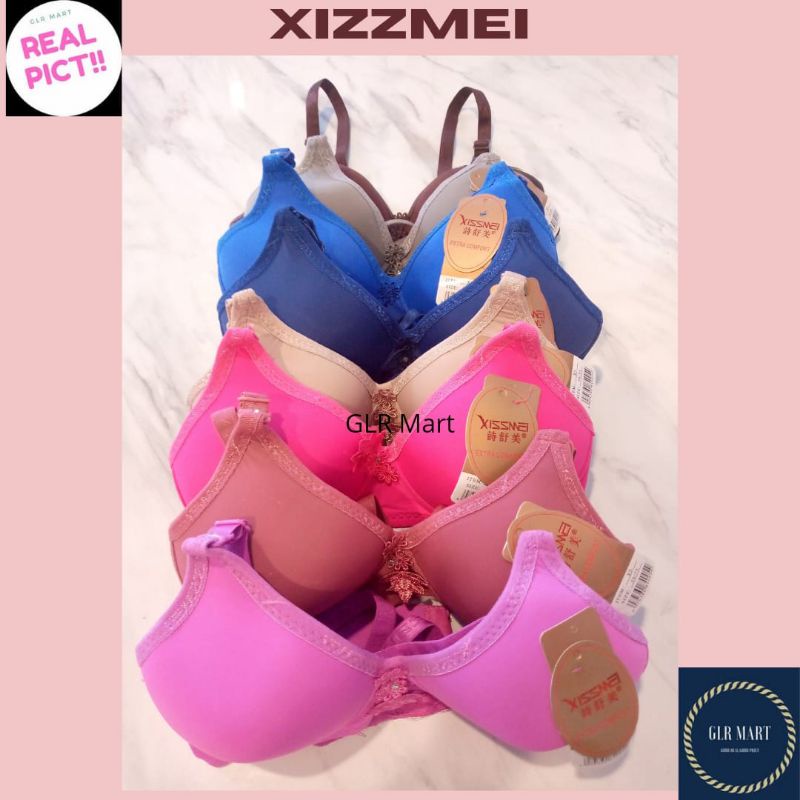 Super MURAH  Bra Xissmei X5Tanpa Kawat Busa Tipis BH Aneka Warna Size 34 - 40