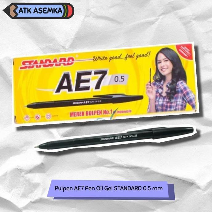 

Pulpen AE7 Pen Oil Gel STANDARD 0.5 mm (Biru / Hitam / Merah) - Hitam AP083