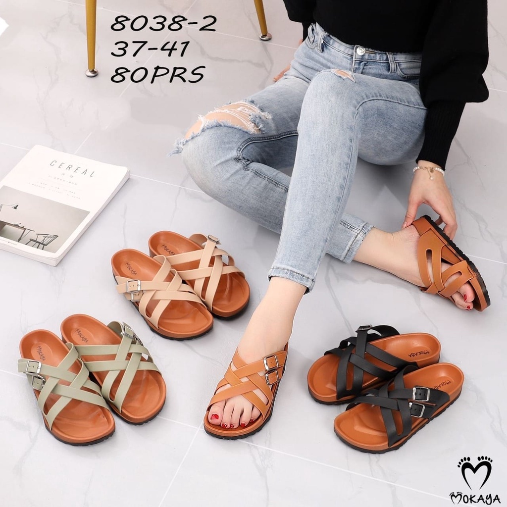 sandal slop tali silang gesper 8038 mokaya dan laluna