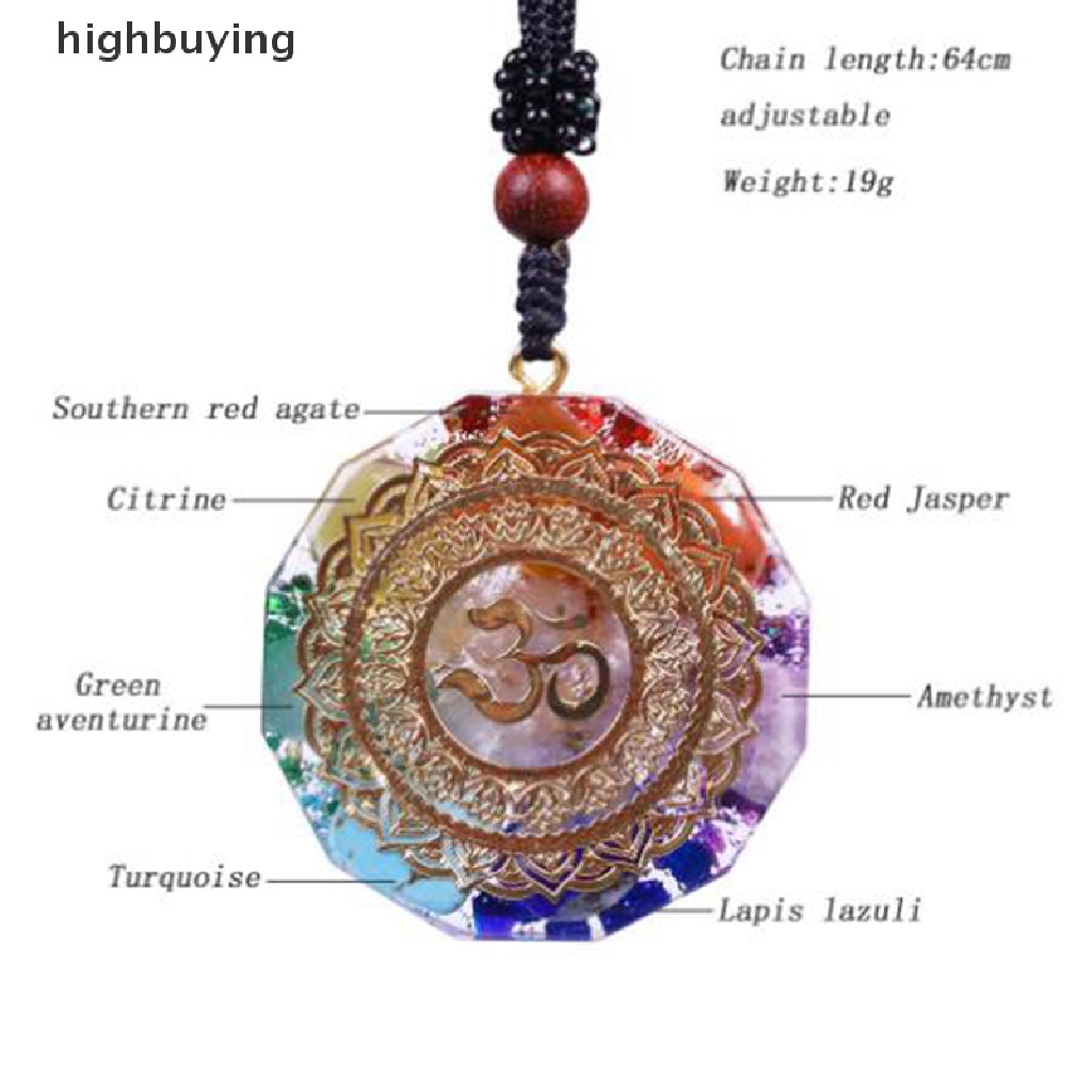 Hbid Kalung Liontin Batu Chakra Om Orgonit Untuk Meditasi Energi Penyembuhan Handmade