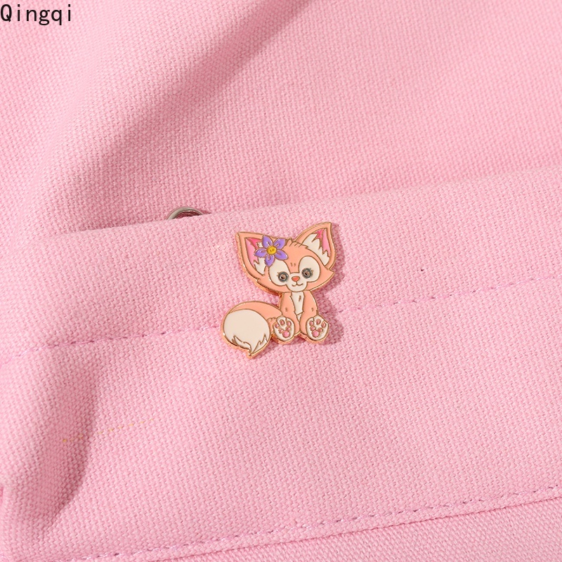 Bros Pin Enamel Bentuk Kartun Rubah Warna Pink Untuk Anak