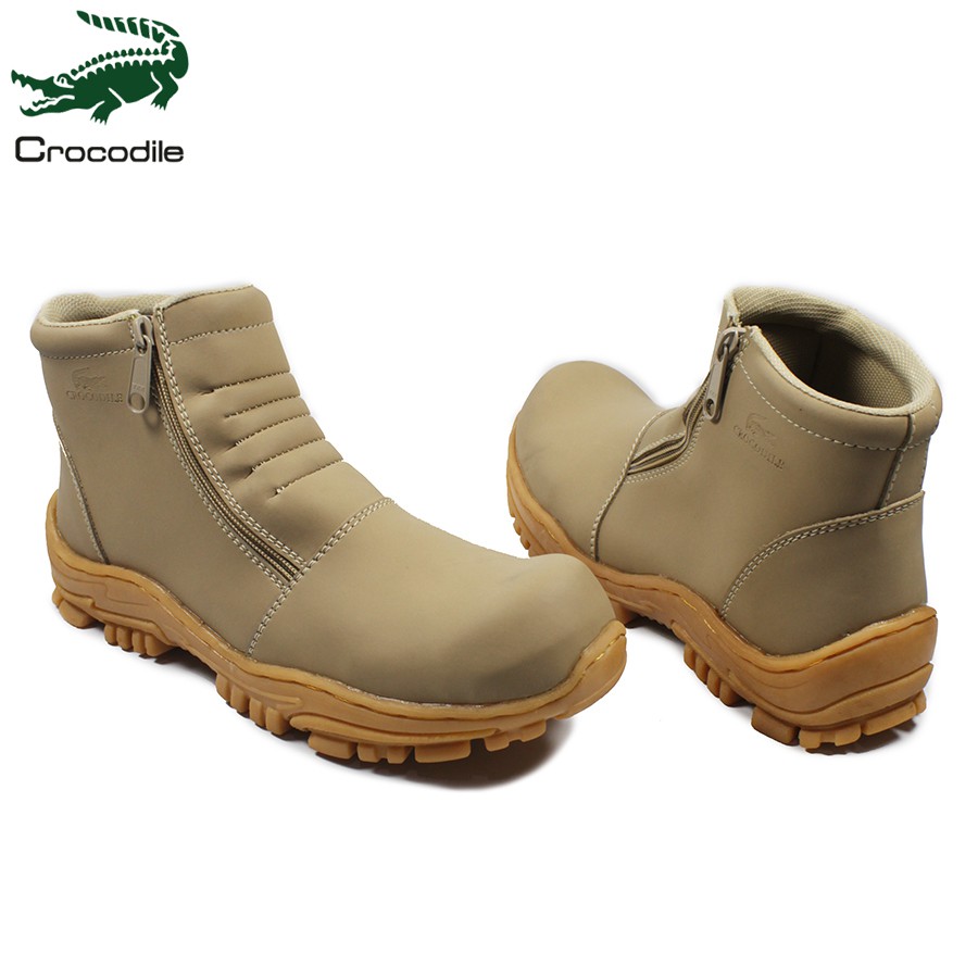 sepatu pria crocodile strut zipper krem safety boots tracking touring hiking bikers