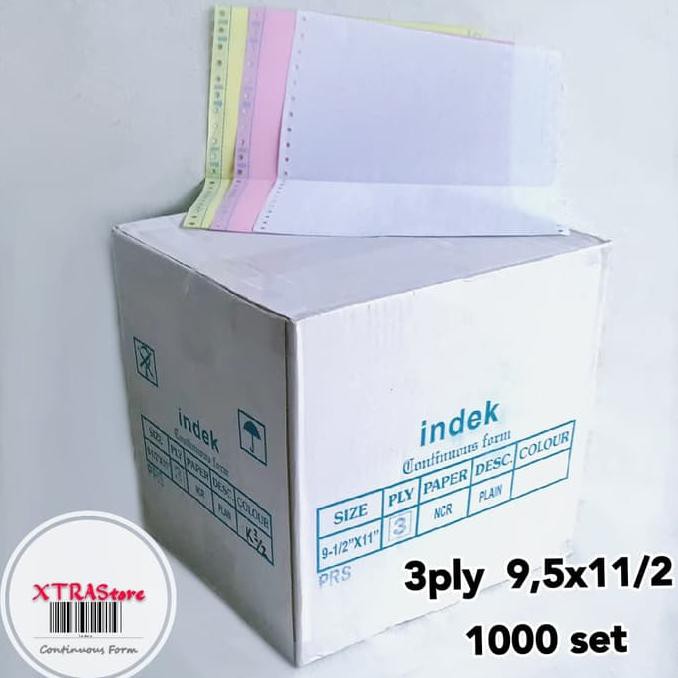 

Kertas Continuous form 3ply NCR isi 2000 sets 9.5x11dibagi 2 - Putih