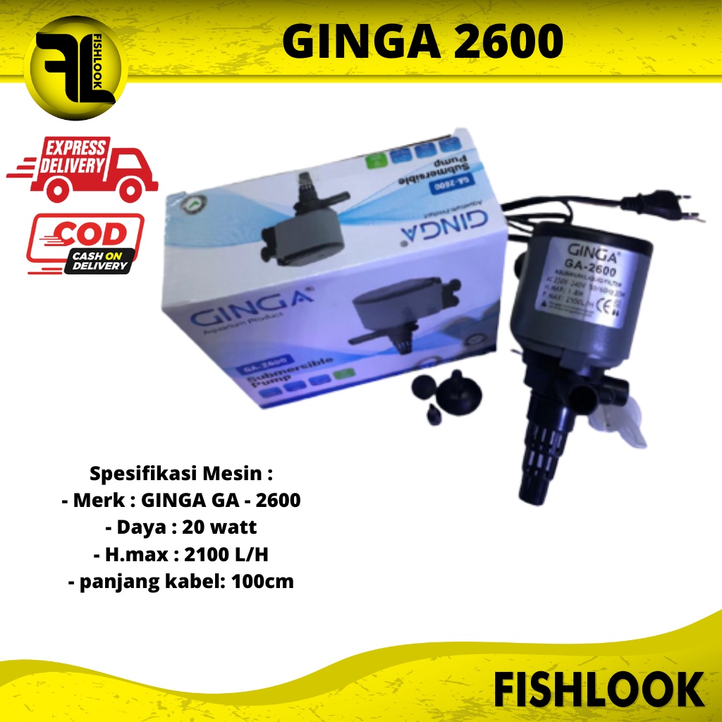 MESIN POMPA AQUARIUM GINGA GA-2600 AIR PUMP GINGA SUBMERSIBLE PUMP