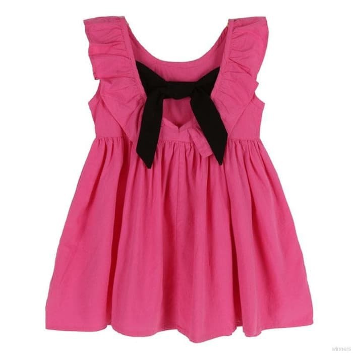 Fashion Import Gaun Pesta Anak Model Princess Baju Cute Sabrina - 2-3 tahun, Merah Muda