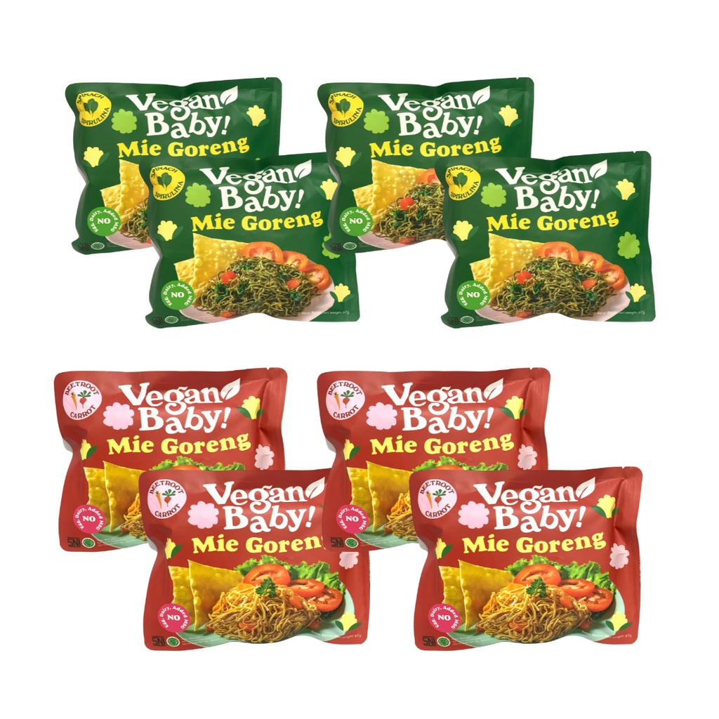 

Mie Goreng Instant Vegetarian Sehat dan Rendah Kalori by Vegan Baby! 8 Pack MIX Varian Wortel dan Bayam
