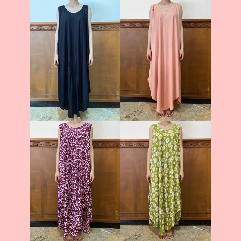 Dress Wanita Jumbo Daster Payung Baju Bali Kekinian Mega Panjang Singlet Tanpa Lengan Dress Pantai (