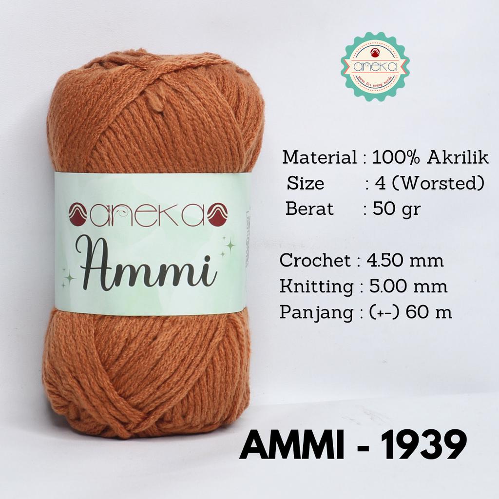 Benang Rajut Ammi / 100% Acrylic / 6 Ply Akrilik - 1939 (Coklat Muda)