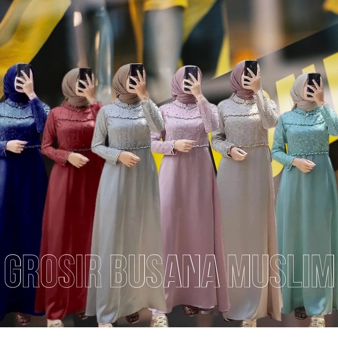 New Varian  Baju Dress Brukat Terbaru / Tiara Maxy Brukat / Dress Kondangan Kekinian / Baju Pesta Terbaru / Pakaian Kondangan Wanita Mewah / All Size Series