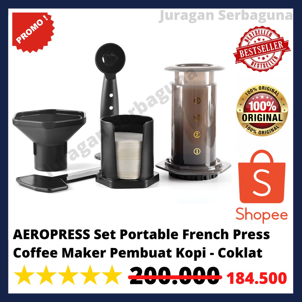 AEROPRESS Set Portable French Press Coffee Maker Pembuat Kopi - Coklat