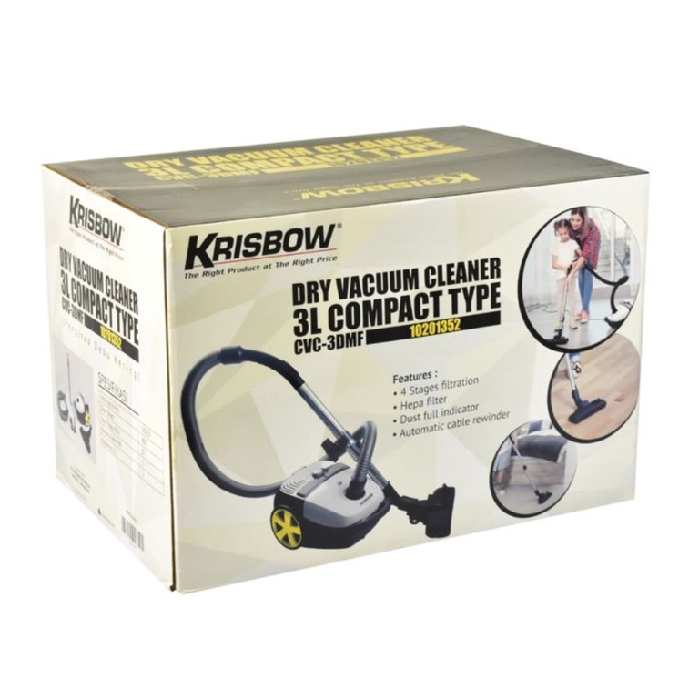 KRISBOW Penghisap Debu Kering 3Ltr Vacuum Cleaner Compact Type