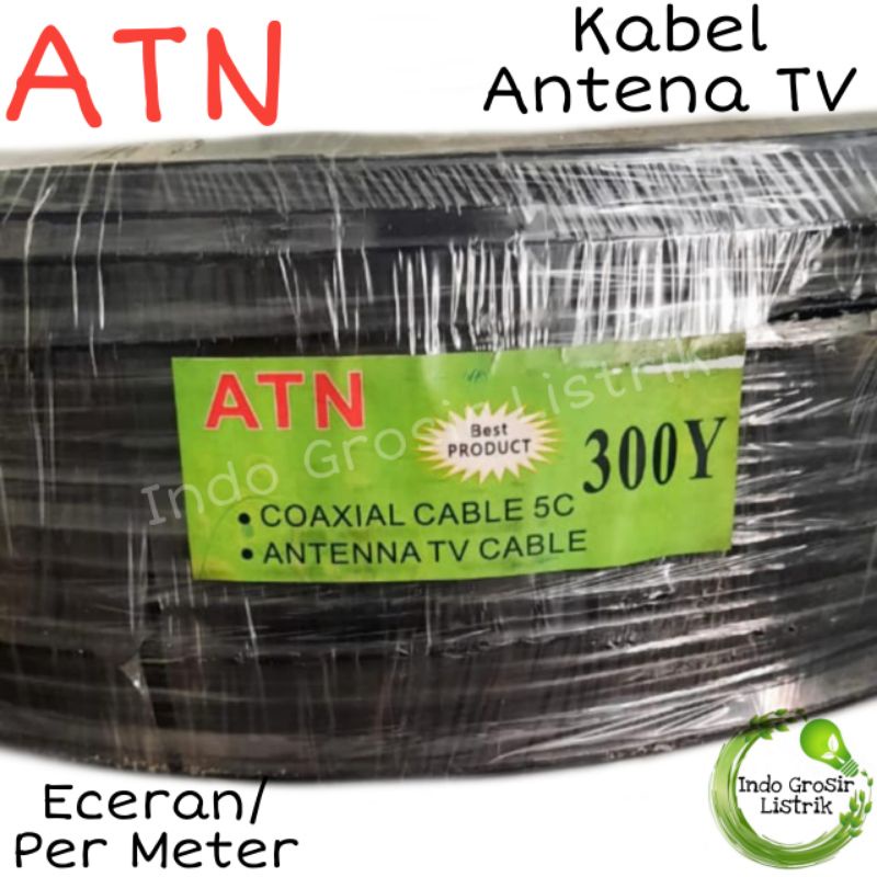 Kabel Antena TV ATN Coaxial Cable 5C Hitam (Per Meter) Antenna TV Cable Coaxial 5C Potongan