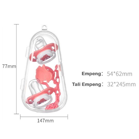 Dot Empeng Bulat dan Gepeng Bayi Dengan Kotak Silikon 3in1 / Empeng Bayi / Empeng Dot Biasa Bayi