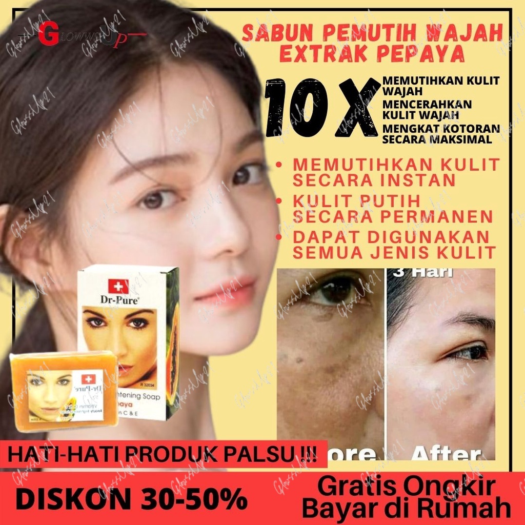 SABUN WAJAH PEMUTIH DR PURE PAPAYA BEAUTY BRIGHTENING SOAP ORIGINAL BPOM - SABUN PEPAYA