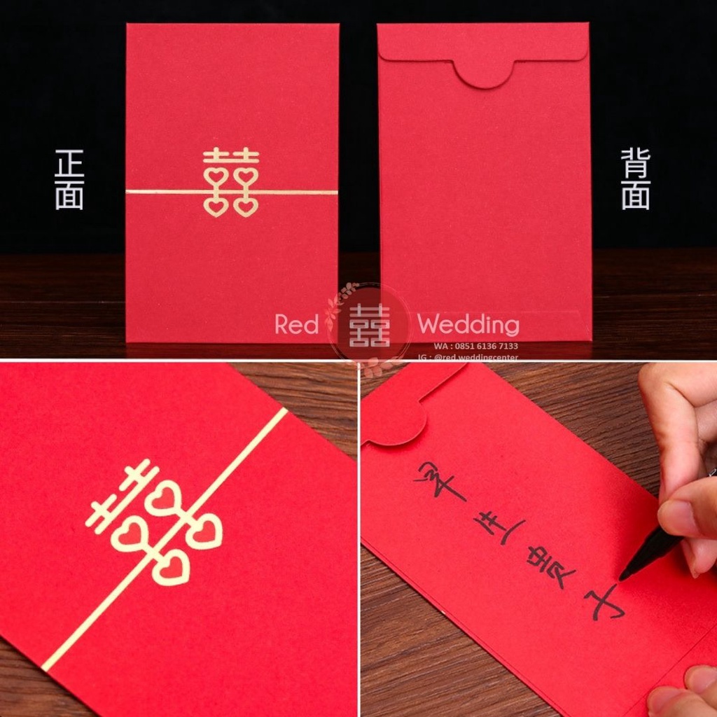 Kantong Amplop Angpao Wedding Logo Xi Minimalis Merah Premium Simple Design Aesthetic
