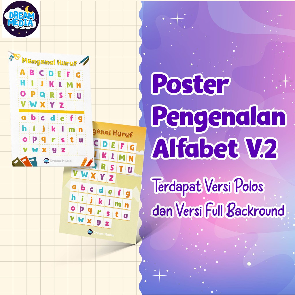 

Poster Mengenal Huruf Alfabet V.2 (Ukuran A3+)