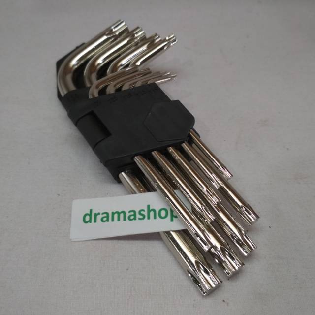 Kunci L Bintang Lubang Hex Key set 9pcs Pendek