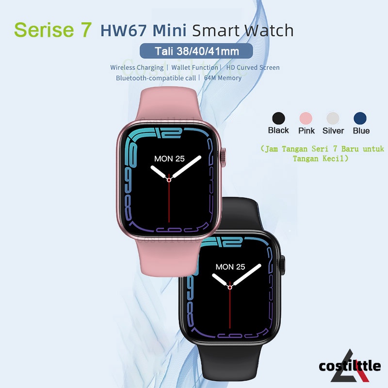 New ORI Watch 7 IWO SERIES 7 HW67 Mini Smartwatch wanita 1.6inch wallpaper custom Bluetooth Call