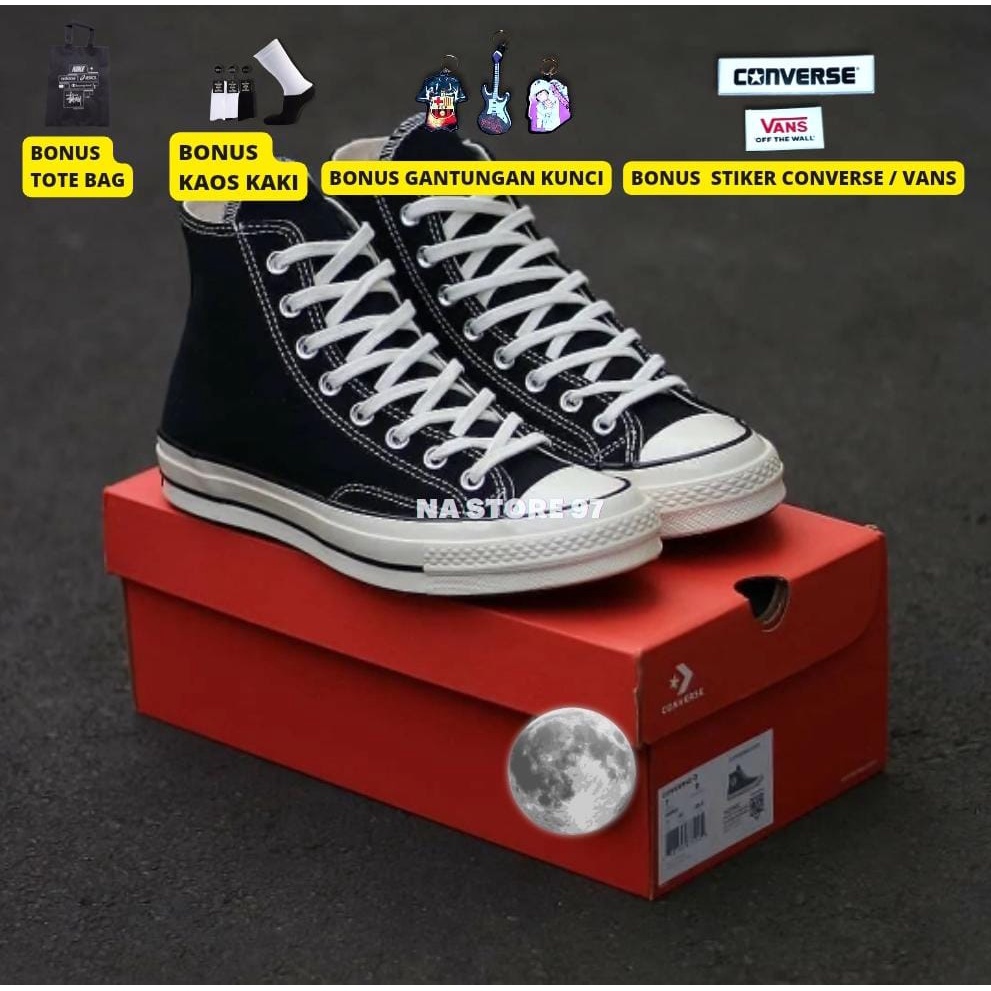 SEPATU CONVERSE 70S HIGH ALL STAR PREMIUM 100% WANITA PRIA SNEAKERS SEKOLAH HITAM PUTIH