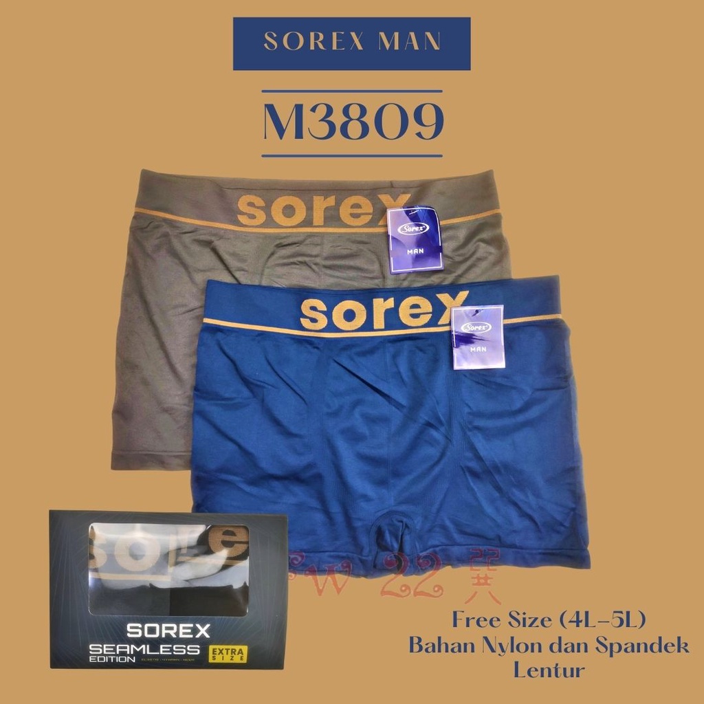 Celana Dalam Pria Boxer Sorex M3809 | Boxer Pria Dewasa Ukuran Jumbo 4L - 5L berbahan Seamless