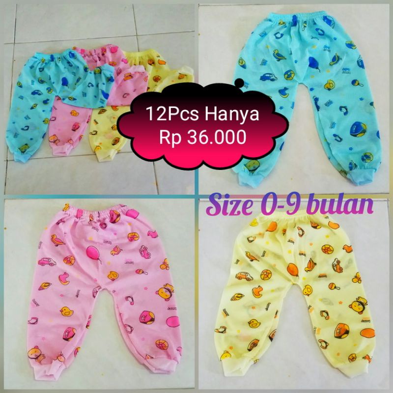 COD 12Pcs CELANA PANJANG BAYI MURAH LUSINAN PEREMPUAN LAKI NEW BORN KATUN PE / anak celana ompol 0-1 tahun