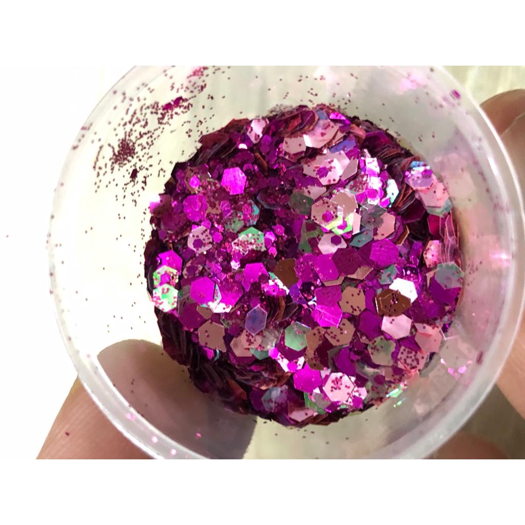 CAMPURAN RESIN CARBON GLITTER KASAR MIX SEQUIN PERNAK PERNIK  / NAIL ART 5GR