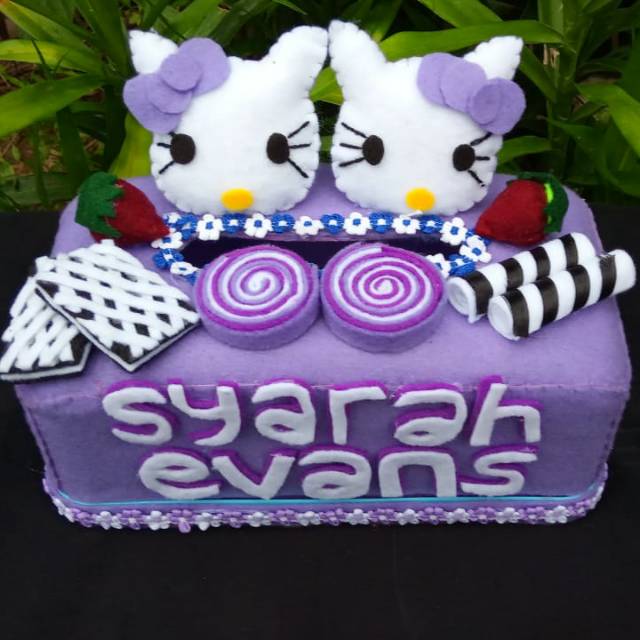 (BAYAR DI TEMPAT) KOTAK TISU HIAS flanel -hello kitty ungu-kotak tisu Nama